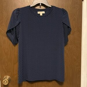 Michael Kors navy blue polka dot shirt size L